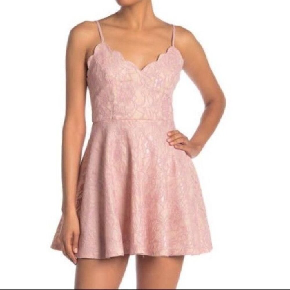 NWT Row A Women's Fit and Flare Pink Mini Dress Size 9 Summer Party Skater